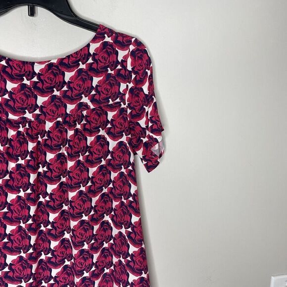 PETER SOM Collective Pop Art Dress Womens 0 Red Floral Shift Short Sleeve - Picture 10 of 15